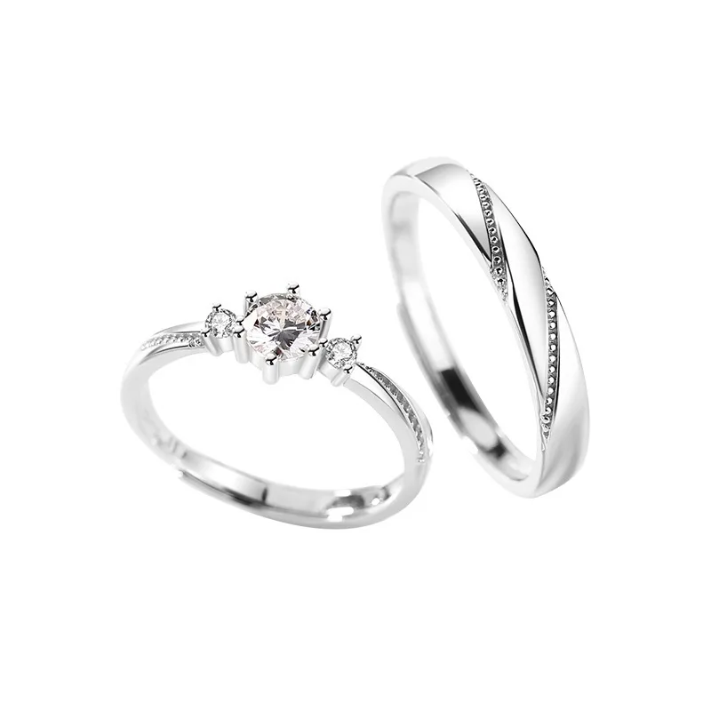 Romantic S925 Silver Plated Zircon Diamond Couple Rings