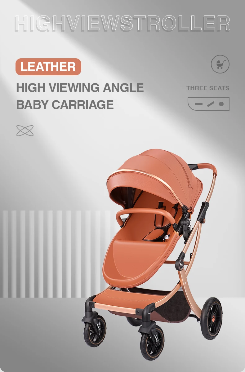 Hot Luxury Big Wheels High Landscape Pram Baby Stroller, New Design 3 in 1 Baby Doll Pram Stroller