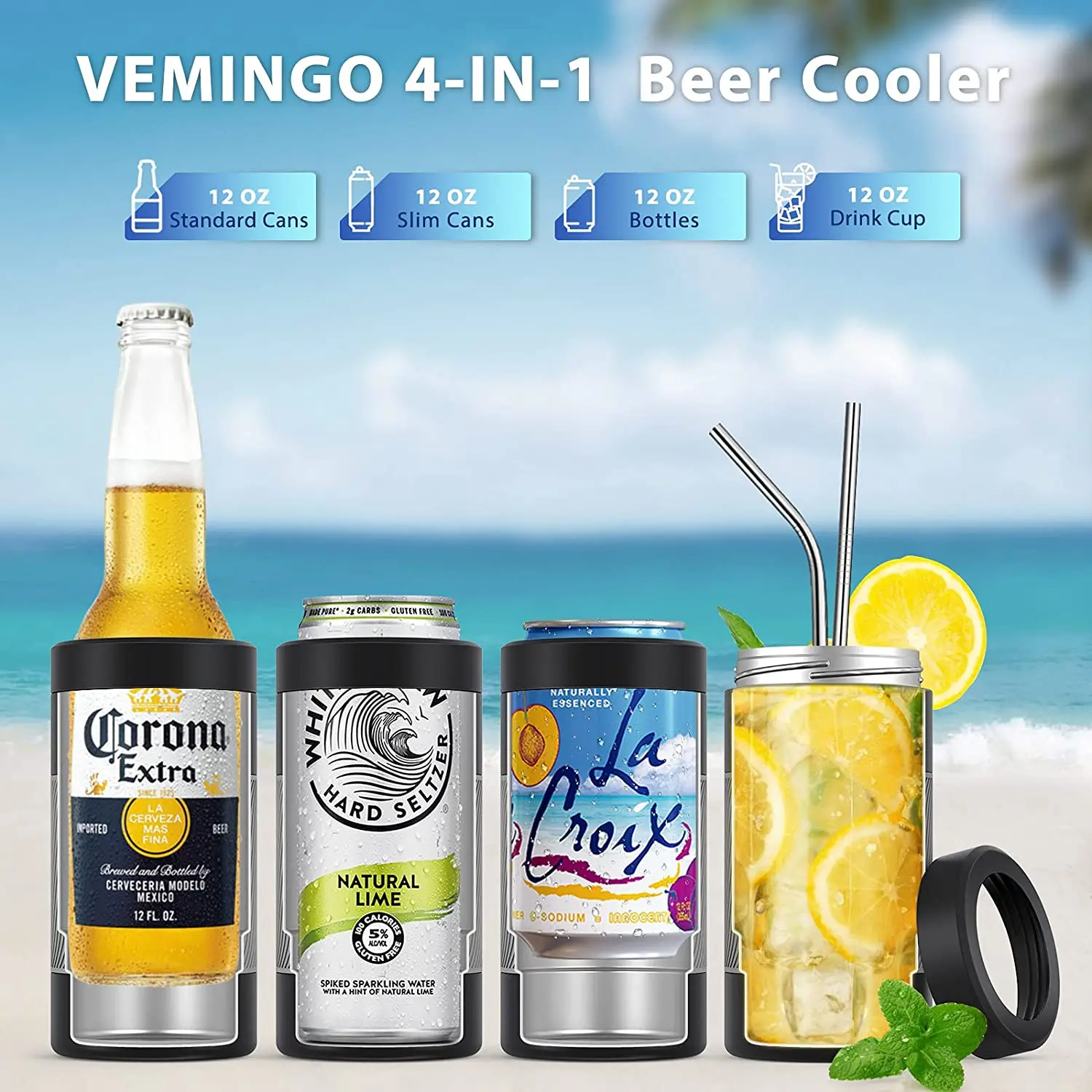 3-in-1 Can Bottle Cooler Keep Drinks Cold Stylish