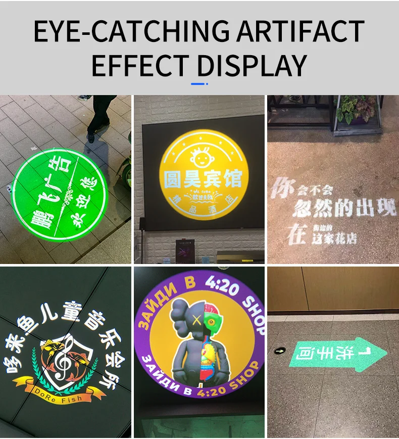 Rotating Adversting Gobo Light Led Logo Projector 15Watt Waterproof Black White Shine Body Lamp Metal Glass Power Item CCC