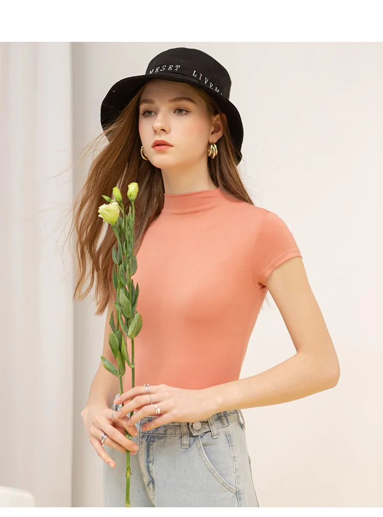 New Fashion Women's O-neck Short Sleeve European and American Compression In Stock for Tops