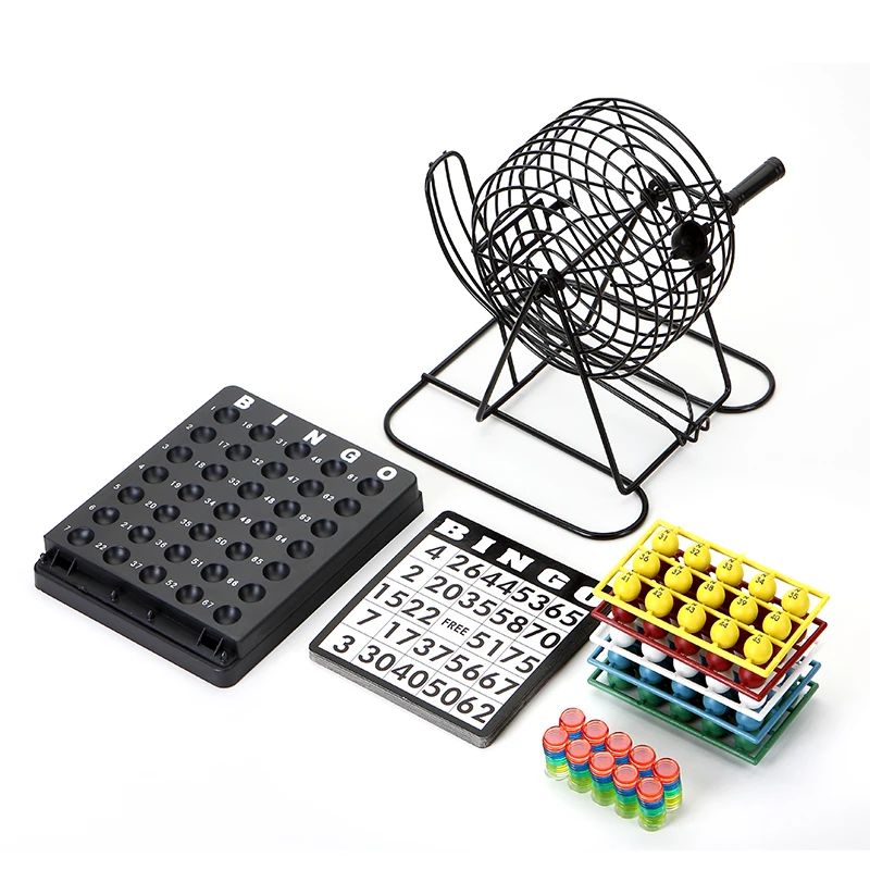 Набор для игры в бинго металлическая клетка набор из 75 шариков вращающийся 6 карт игрушки детей семейные карточные