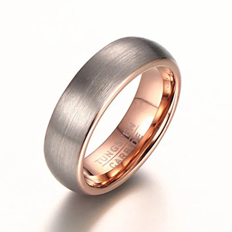 6mm Classic Tungsten Wedding Band for Men with Comfort Fit and Black Rose Gold Two-Tone Design
