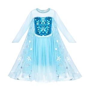 Customized Summer Cotton Elegant Smocked Formal Graduation Wedding Party Elsa Dresses for Long Sleeves Teen Girls