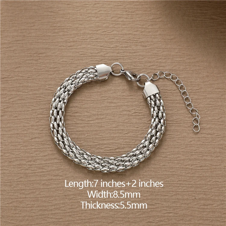 Gold Plated Stainless Steel Popcorn Chain Mesh Necklace Bracelet