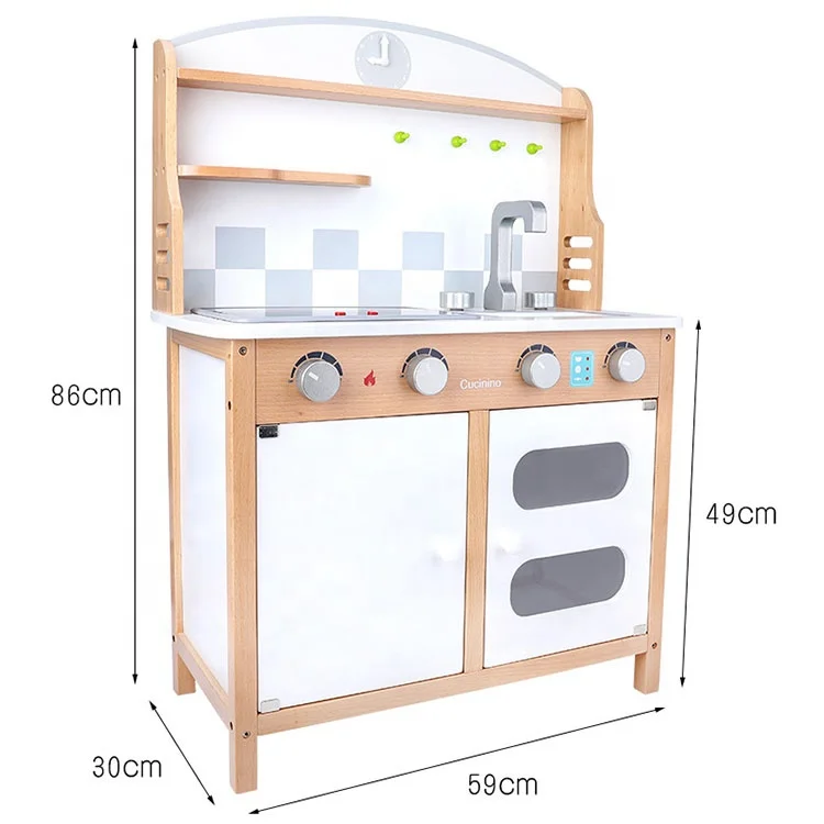 Белый большой деревянный кухонный шкаф детский набор