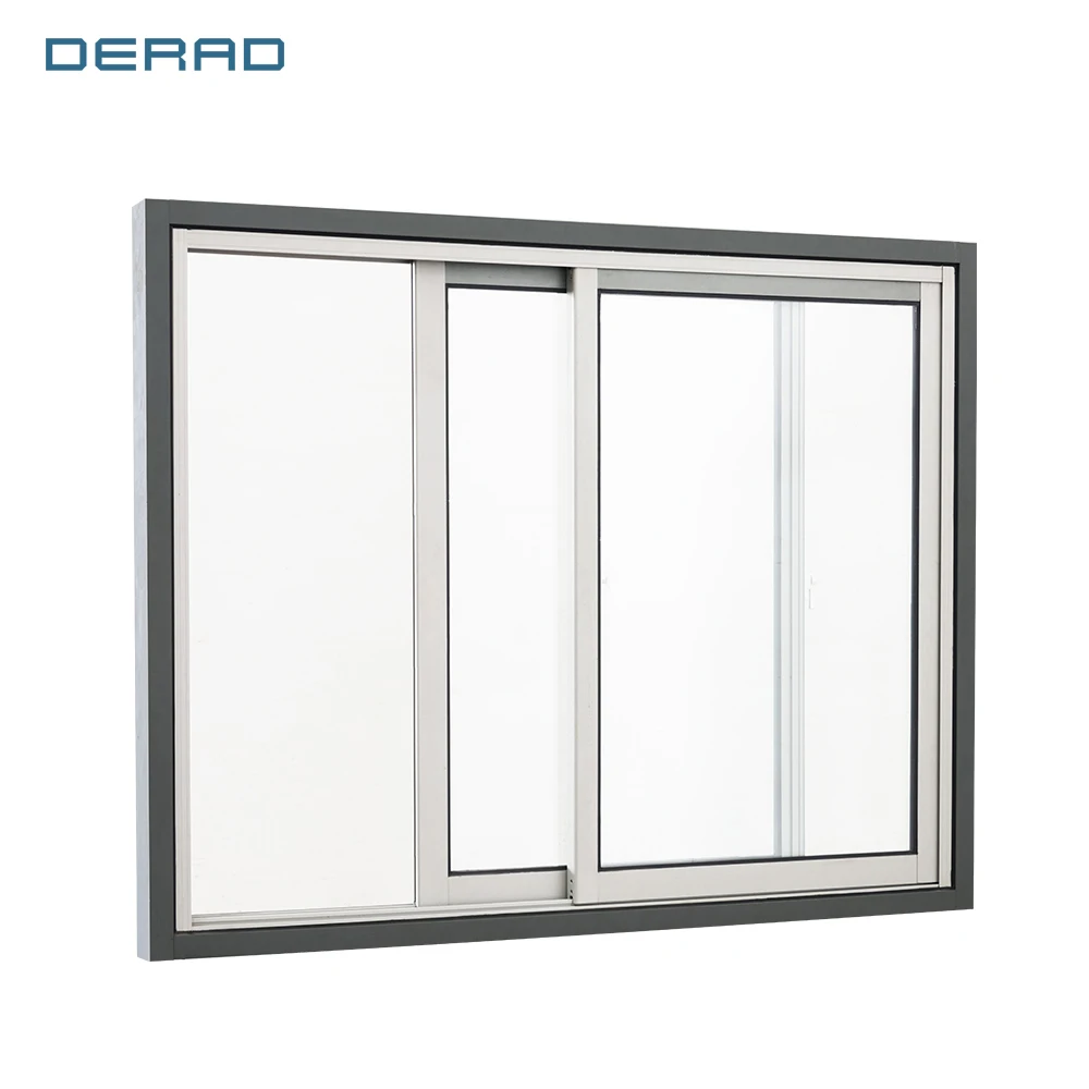 Frame sliding aluminum glass window American standard sliding aluminum window with white grey double glazing tempering glass factory