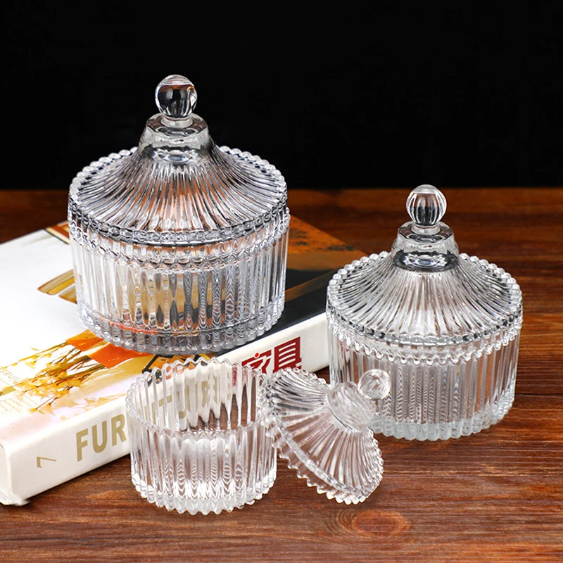 Wholesale Luxury Empty Glass Candle Jars with Flat-top Lid Glass Jar ...