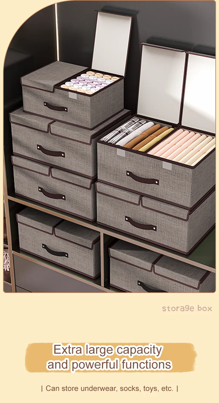 Cotton and Linen Clothes Storage Box,bed Finishing Basket,underwear Storage Box,household Underwear Box Clean and Comfortable manufacture