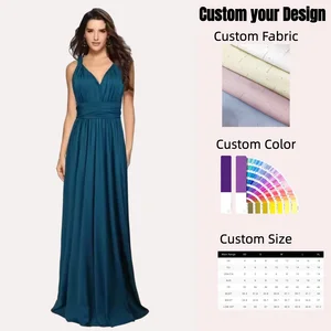 Manufactory Direct Summer Maxi Dress Sleeveless Natural Waistline Long Luxury Gowns V-neck Formal Women Evening Dress