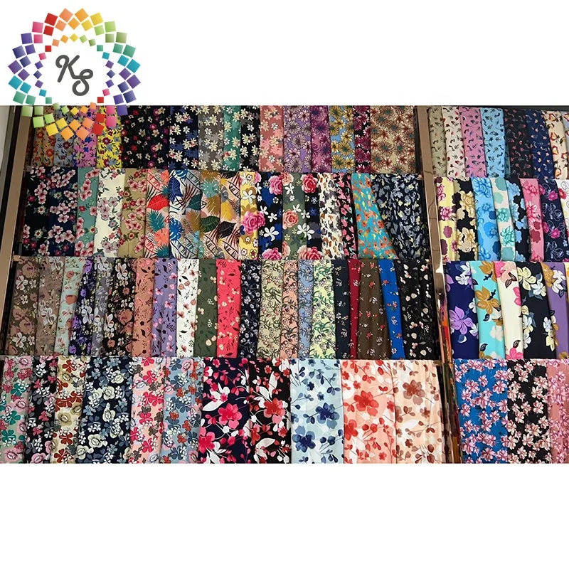 3068 искусственный шелк Stocklot 100% Чаллис цветочный принт искусственная ткань