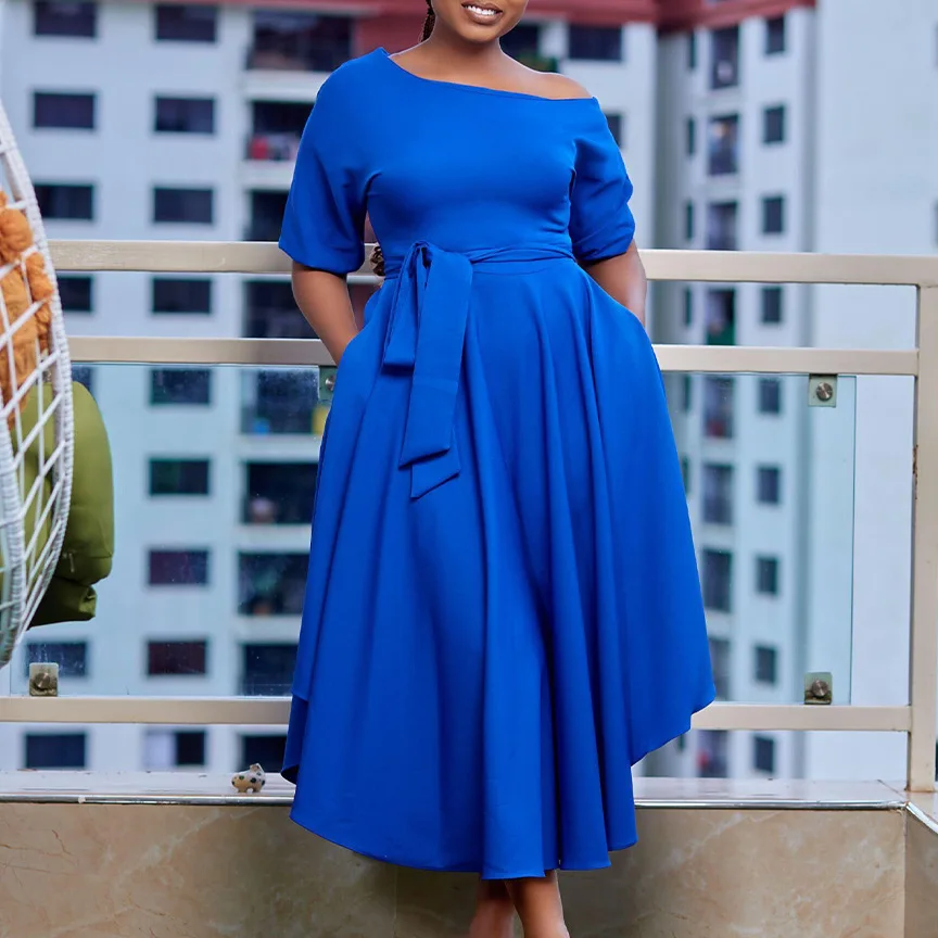 v neck cotton maxi dress Women's Summer Blue and White breathable cotton Tamanhos:4 Boho Light Champagne Wedding 606