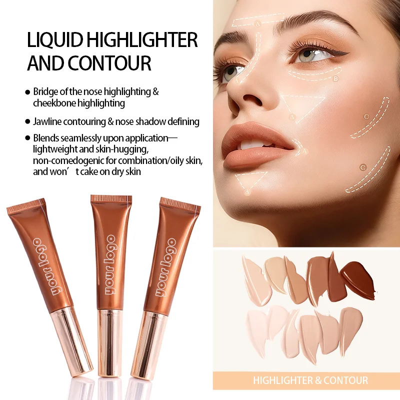 product private label vegan mineral liquid highlighter bronzer with glitter shimmer for face  body makeup-3
