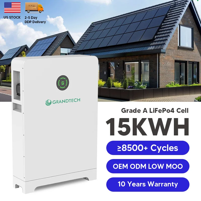 Us Stock 15kw Hybrid Solar System 51.2V 280AH Lithium Iron Phosphate Battery for Solar Power System Home Energy Storage