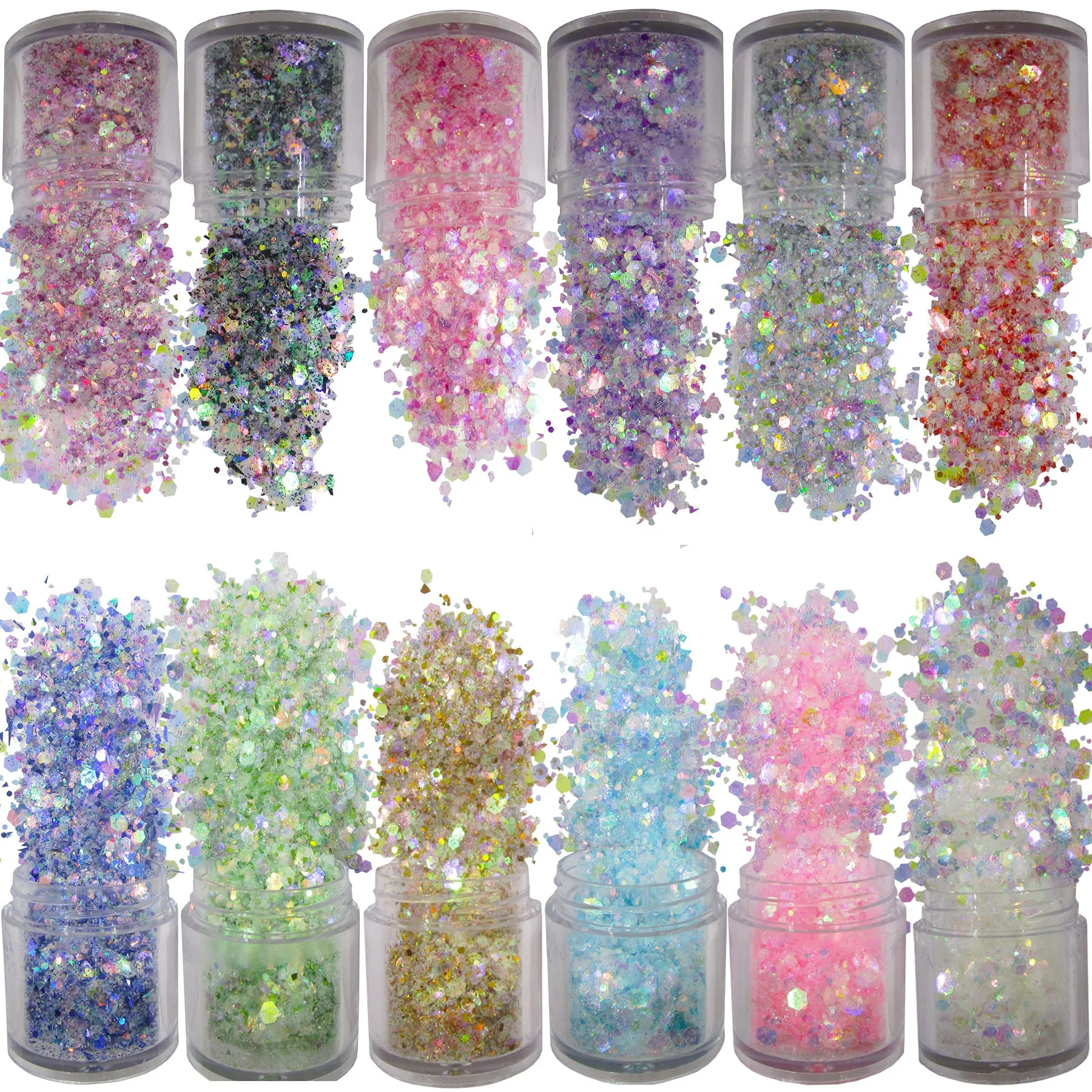 12 pcs set Light blue Sequins Chunky glitter for Resin Epoxy crafts and  nail art