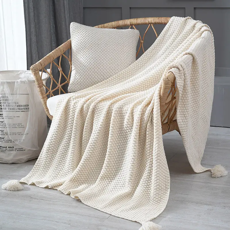 Handmade Over-SizedWhite & Ivory Nepal Blanket/Throw Yak Wool Blend 