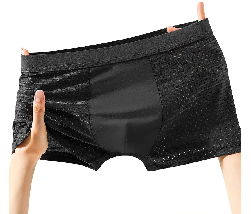 Latest Design Men Ice Silk Cooling Mesh Boxer Shorts Underwear Men Breathable Boxers