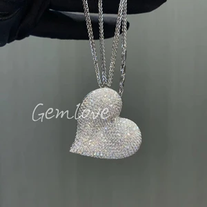 9K-18K Gold Heart Pendant Necklace for Women Diamond-Encrusted Dainty Chain Perfect Gift & Wedding Jewelry