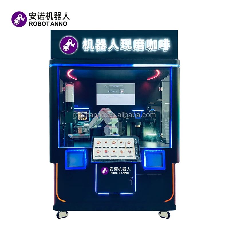 RobotAnno 6 Axis Robot Barista Coffee Machine Self Service Hot and Cold Robot Coffee Vending Machine for Shopping Mall