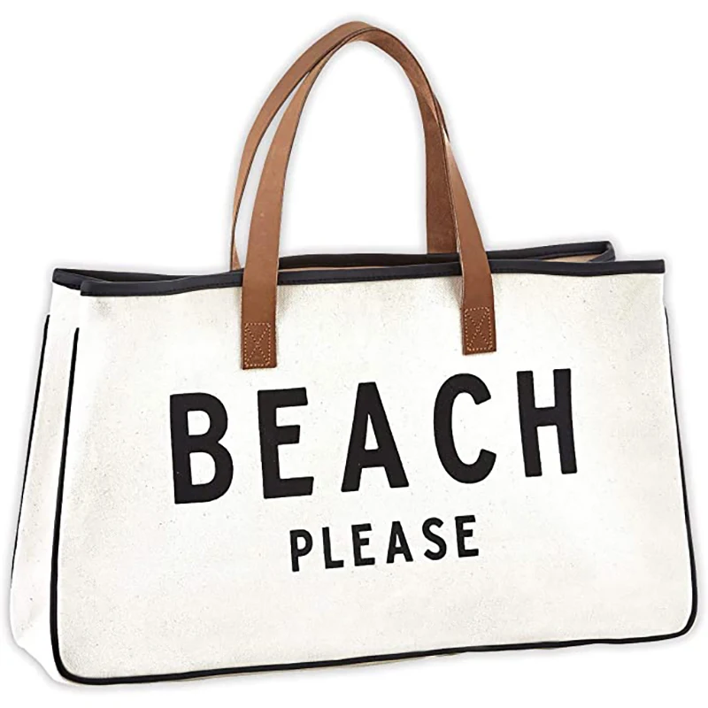 Wholesale Printed Logo Extra Large Canvas Waterproof Beach Tote Bag