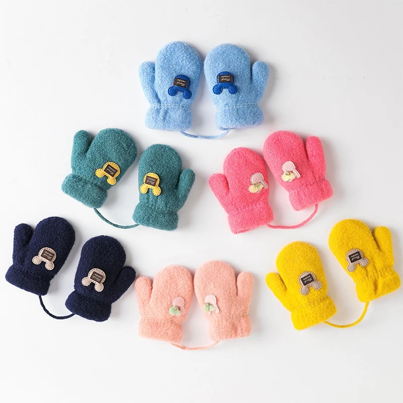Фабричная изготовленная на заказ теплая зимняя уличная детская полнометражная мультяшная варежка для пальцев животных Мягкая шерстяная подкладка вязаные детские перчатки