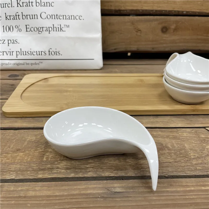 Condiment Serving Tray Platter 4 pieces Dipping Cups Sauce Dish Plate Dessert Bowls