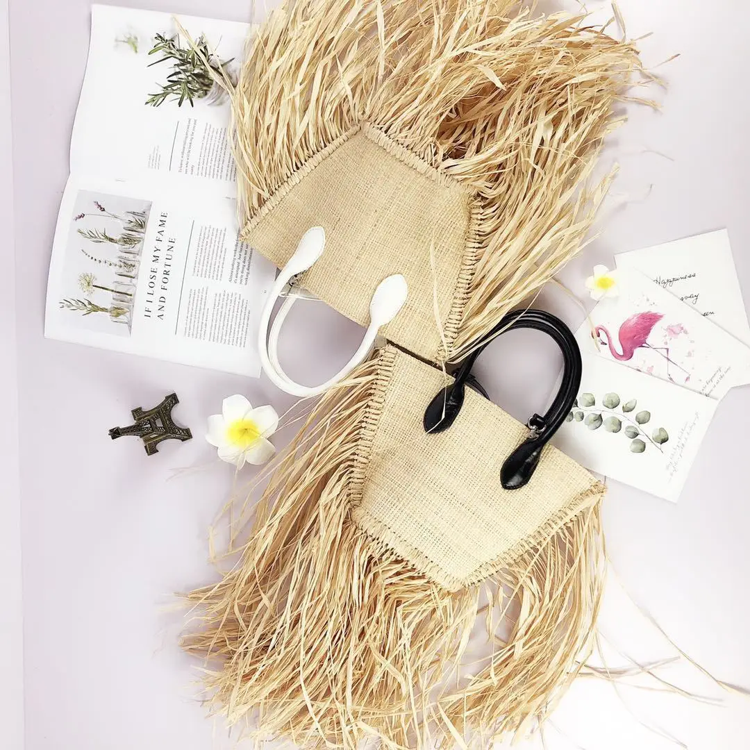 Topshop - Sandy - Borsa da spalla in paglia con manico annodato colore naturale