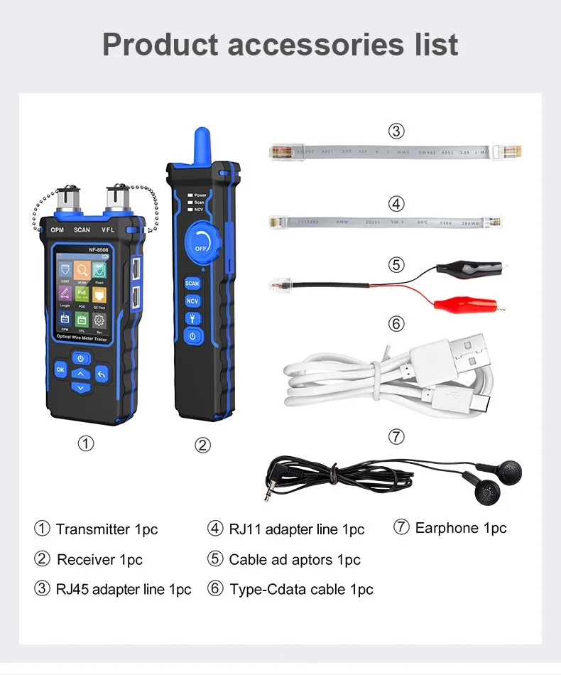 Multi-Function Optical Wire Meter Tracer NF-8508 Tester for Telephone Cable Continuity Fault Finder Wire Tracer for Fiber Optic