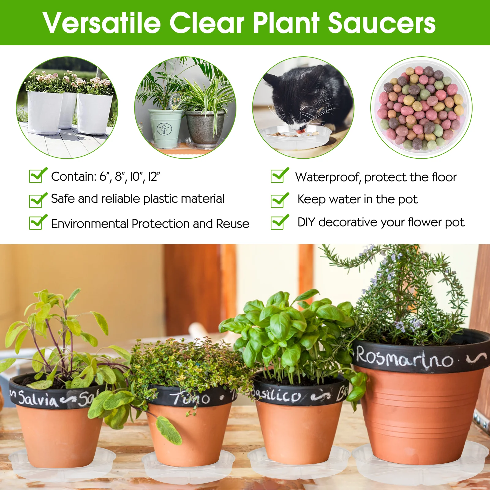 
 Plant Saucer 20 Pack Plant Tray Clear Plastic Flower Plant Pot Saucers Drip Trays Flower Pots  