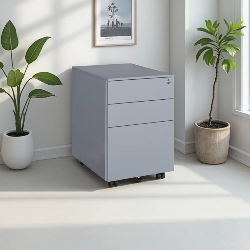 Movable Filing Cabinet with Wheels and Lock for Workspace Flexibility
