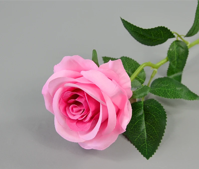 Artificial Flower Rose Realistic Single Stem Fake Silk Rose Bouquet For ...