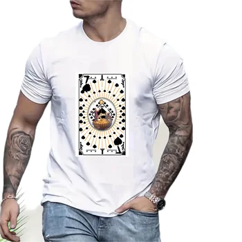 High Quality Unisex Poker Pattern Printed Short Sleeve T Shirt for Men