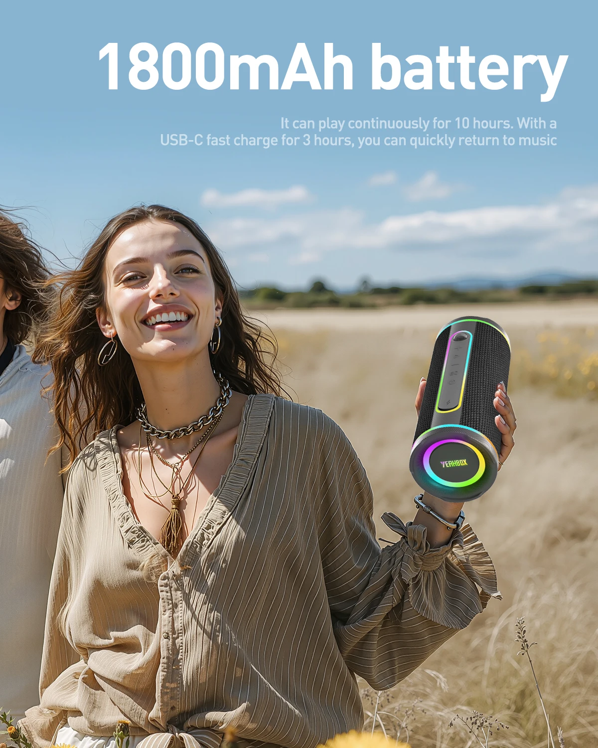 YEAHBOX X-Boom Go Portable Bluetooth Speaker - Max 40W Hi-Fi Sound