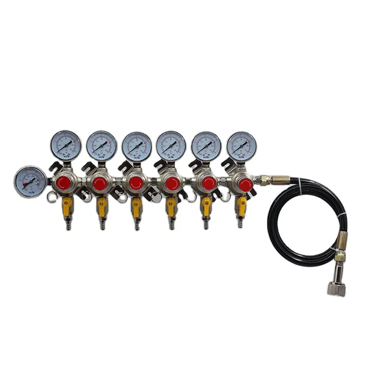 Hot Selling Six Way Co2 Regulator With Extending Gas Hose For Beer Kegerator