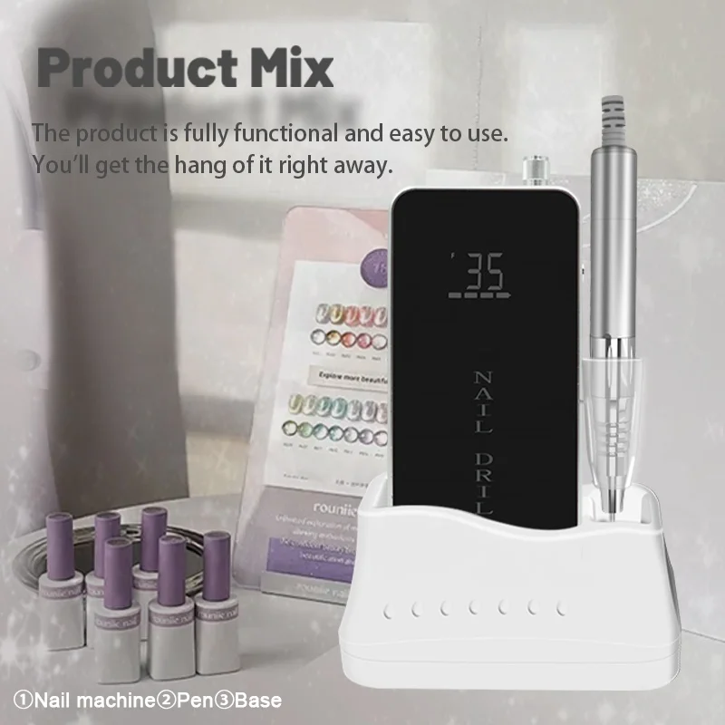 2077 AT-NDB-186 Professional Rechargeable Battery Nail Drill & Polisher 35000RPM Portable Pedicure Machine manufacture