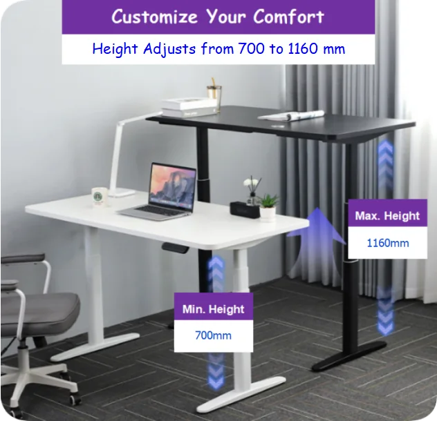 product modern automatic electric standing desk frame dual motor 4 leg height adjustable ergonomic home office-5