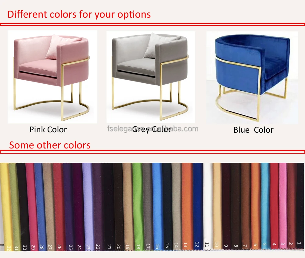 Modern Ergonomic Velvet Fabric Upholstered Luxury Living Room Furniture Leisure Lounge Arm Chairs Dining Chair