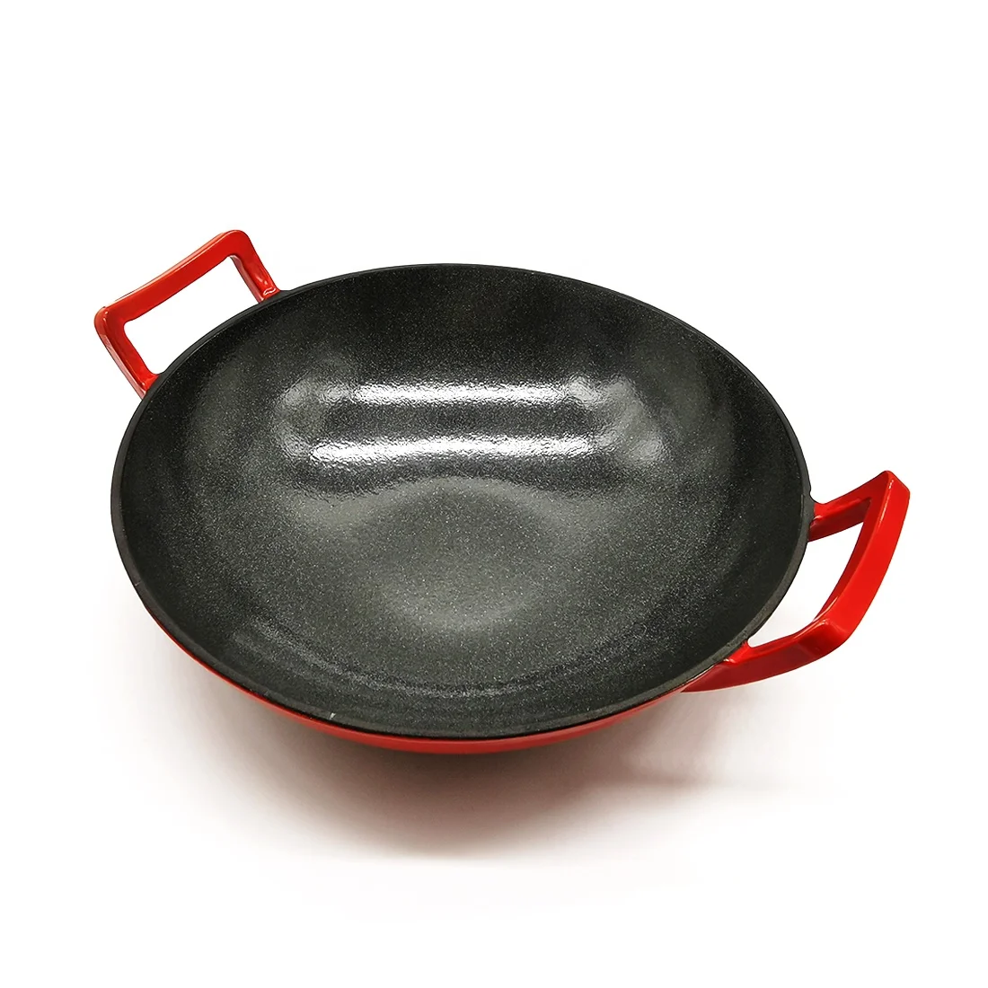 Wholesale China factory Pre-Seasoned 14-inch Cast Iron Wok with Large Loop  Handles & Flat Base factory and suppliers