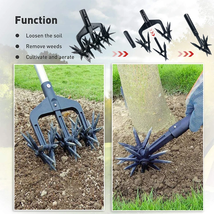 Manual Soil Turning Tool Lawn Ripper Garden Loose Soil Aerator Rotary