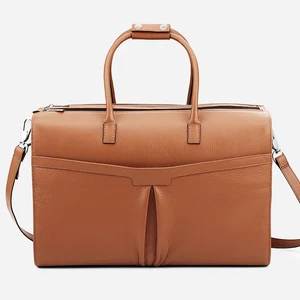 Custom Logo Pebble Leather Luxury Brown Women Travel Pet Dog Cat Carrier Weekender Bag