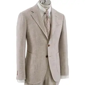 Men's Customizable Waterproof Business Suit 3 Piece Set Slim Fit Patch Pocket Plus Size Zipper Fly Breathable Velour Woolen