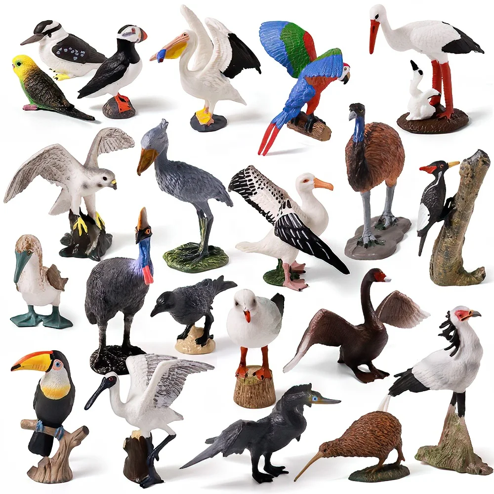2-4 Inched Collection Toys Models Plastic Simulated 19 Kind Realistic Bird Animals Figurines