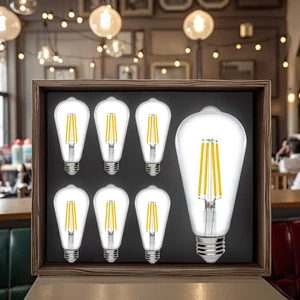 Vertak 6W Vintage Glass LED Filament Bulb St64 E27 Dimmable Light Aluminum Lamp Certified ROHS EMC for Home Decoration