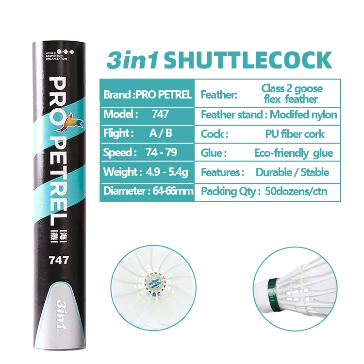 Cost-effective 3in1 Hybrid Type Training Shuttlecock Natural Goose Feather Badminton Shuttlecock Badminton