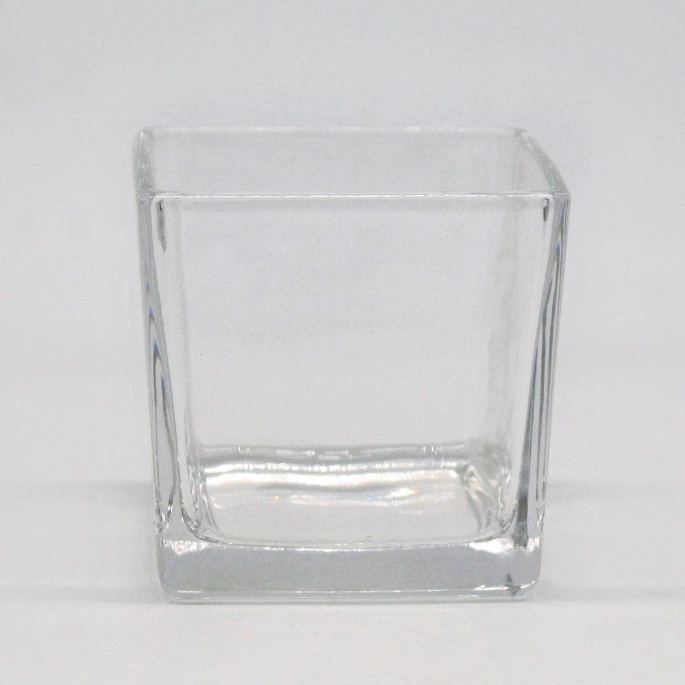 Fengjun Square Black Matte Glass Candle Jars Custom Cube Luxury Candle