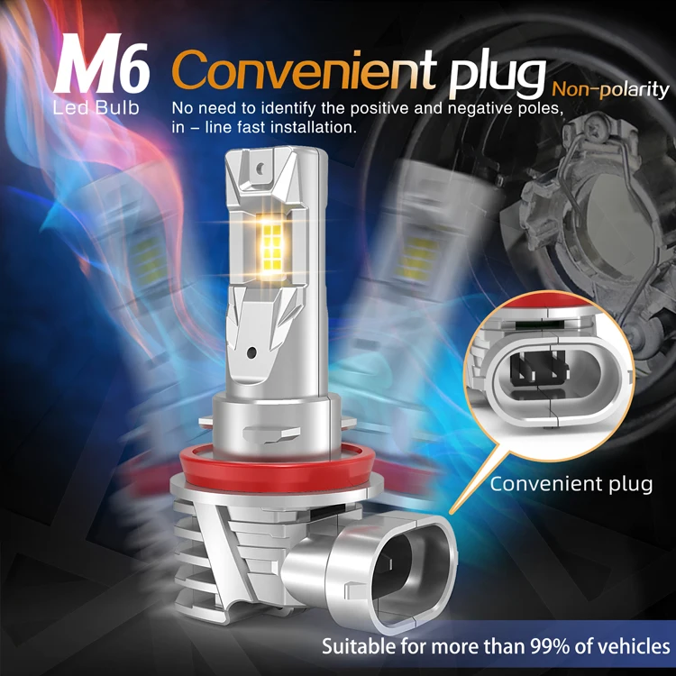 Fanless design led headlight M6 72w high power led headlight bulb led headlight canbus fanless suppliers