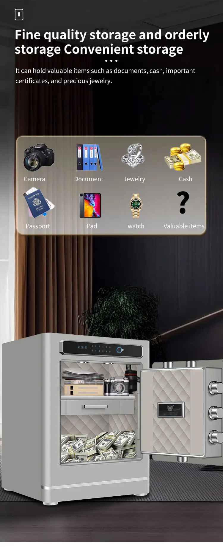 CEQSAFE Anti-Theft All-Steel Hotel Office Home Safe Box with Intelligent Alarm Button & Simple Box Password Access manufacture