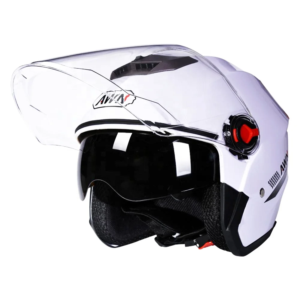 AWN 1/2 Effective ABS Good Quality Half Face Electronic Bike Armoured  Double Lens Race Stickers Helmets Motorcycle for Adult
