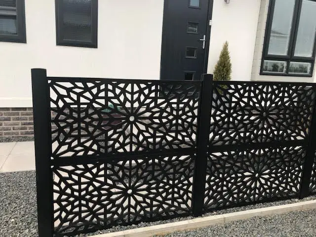 Laser Cut Artificial  Gate Perforated Metal Sheet Black Profile  Aluminium Fence Panels Small Fences for Gardens