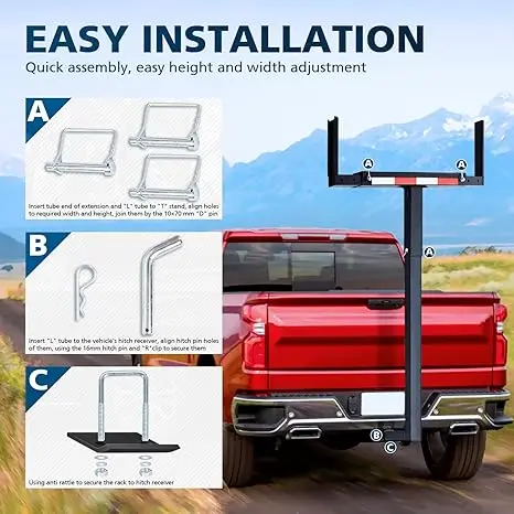 Truck Bed Extender Design Foldable Pick up Truck Bed Hitch Mount Extension Rack for Canoe Kayak Ladder Lumber